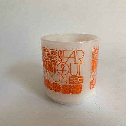 Vintage Glasbake White Orange 70s Slang Mug Dude Tough Right On