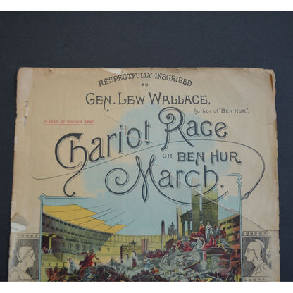 Chariot Race or Ben Hur March E. T. Paull 1894 Sheet Music