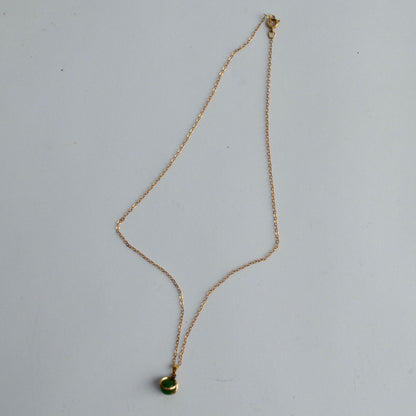 Vintage Gold Filled Genuine Jade Necklace with Box 16" Chain