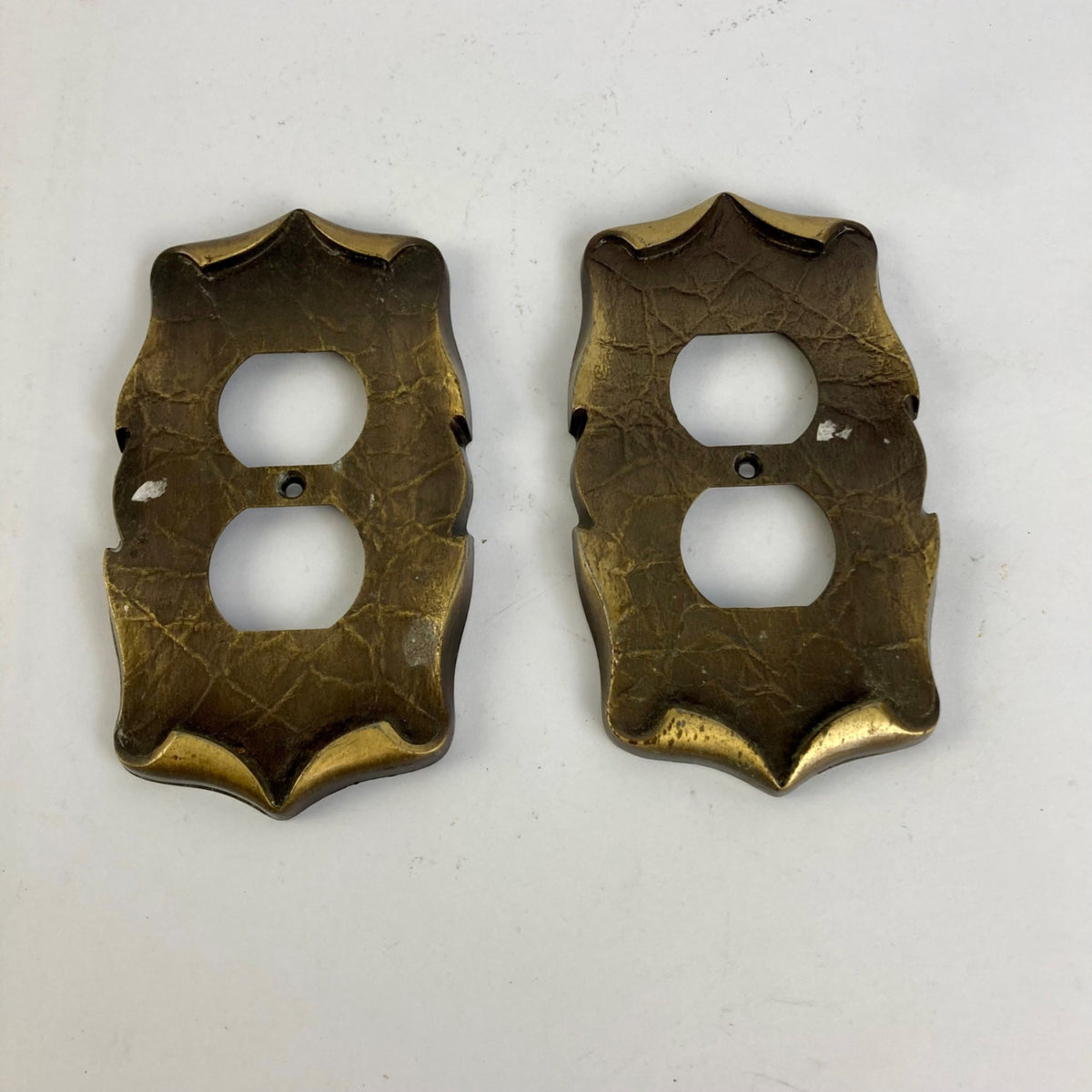 Lot 2 Vintage Amerock Carriage House Double Outlet Plate Covers Brass