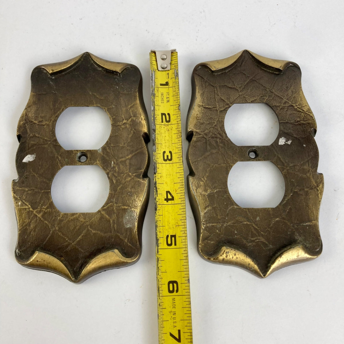 Lot 2 Vintage Amerock Carriage House Double Outlet Plate Covers Brass