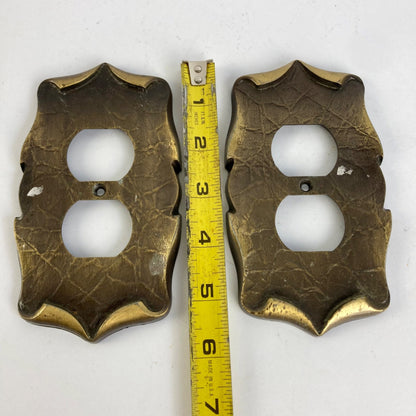 Lot 2 Vintage Amerock Carriage House Double Outlet Plate Covers Brass