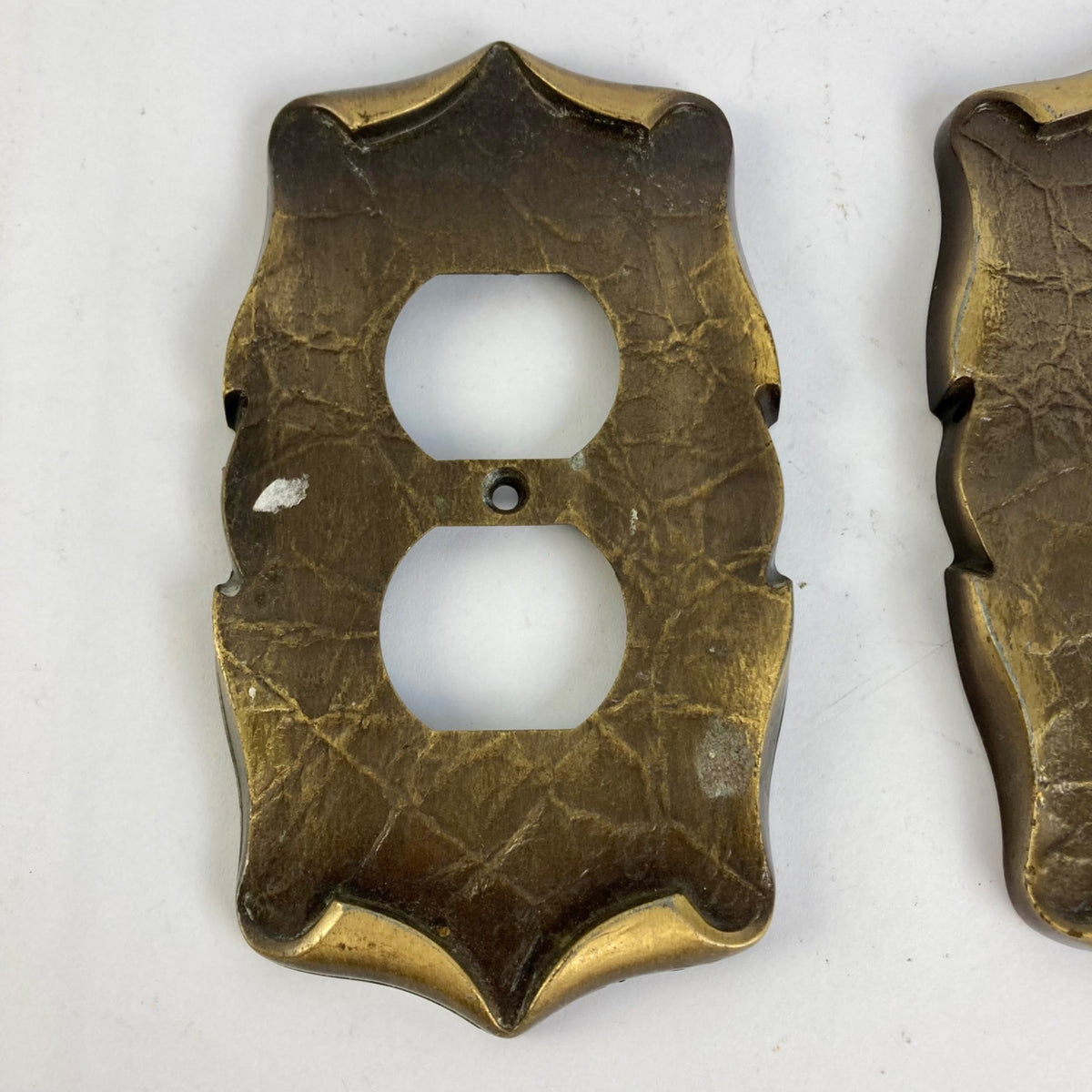 Lot 2 Vintage Amerock Carriage House Double Outlet Plate Covers Brass