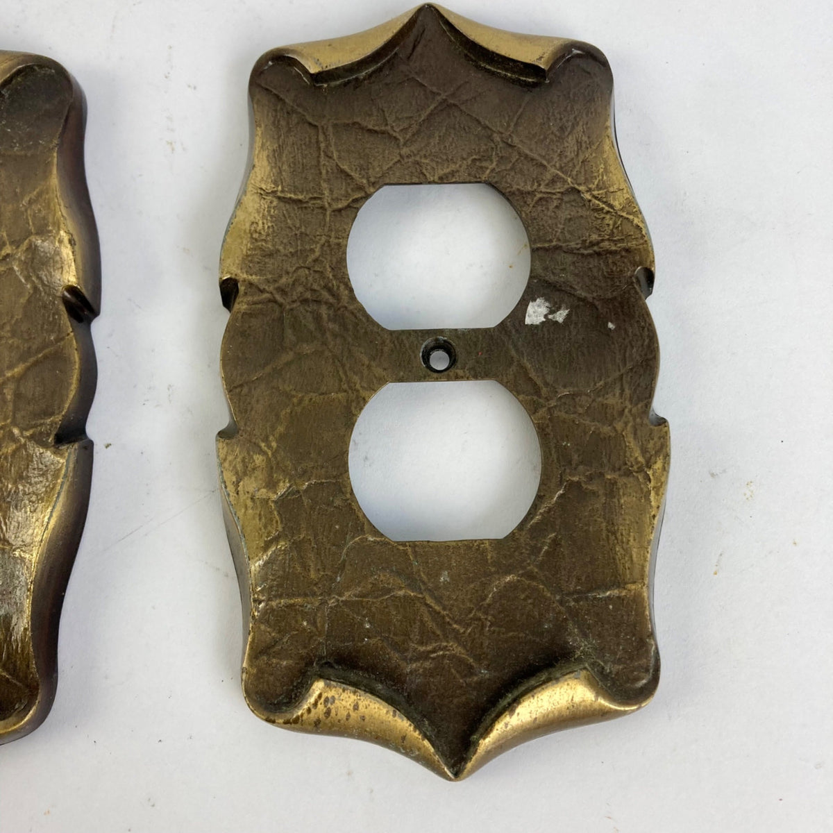 Lot 2 Vintage Amerock Carriage House Double Outlet Plate Covers Brass