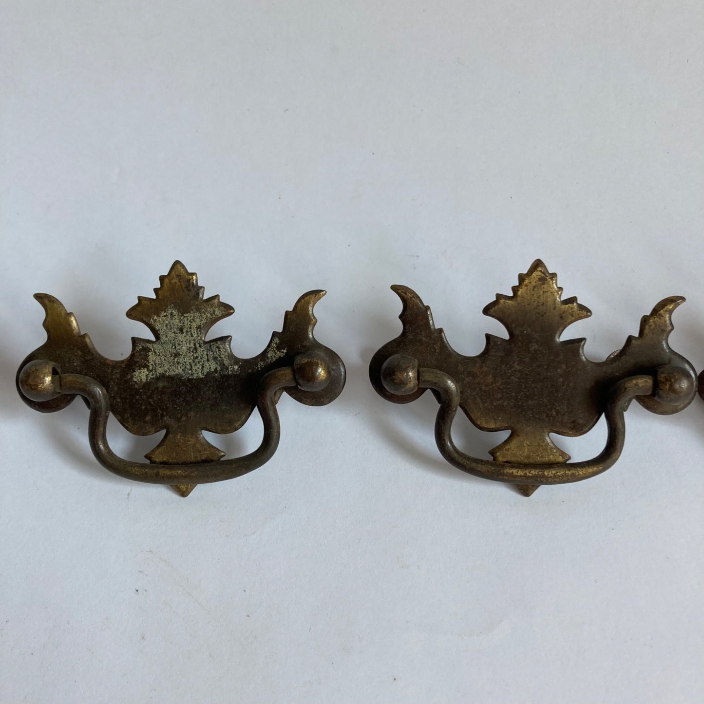 Lot 4 Brass Antique Chippendale Colonial Drawer Pulls 2.5” Centers Vintage