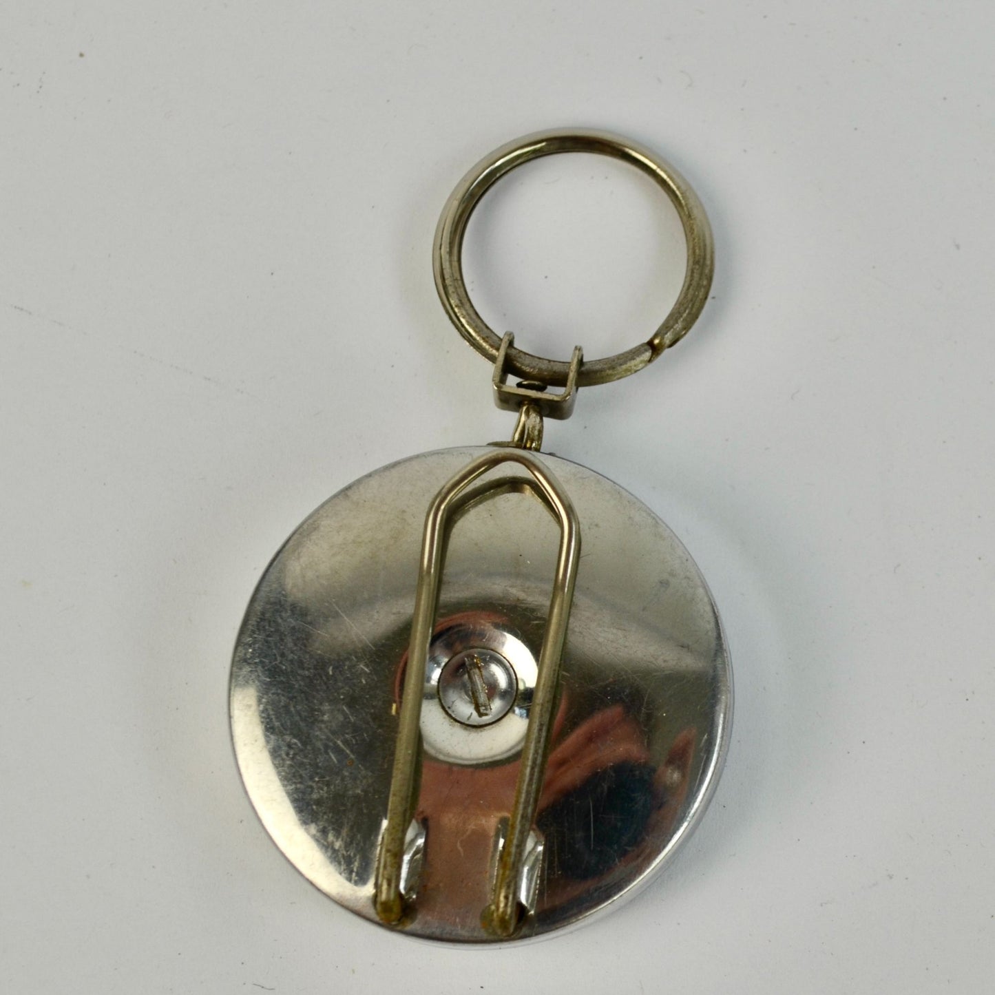 Vintage Retractable Silver Chrome Key Holder Chain