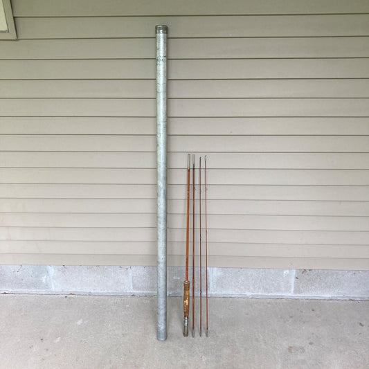 Vintage LM Dickson Golden Bamboo Fly Rod 8’ w/ Aluminum Fishing Rod Case