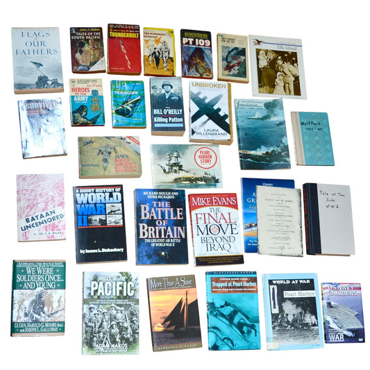 Large Lot Military Books- Mostly WWII + Extras Softcover & Hardcover