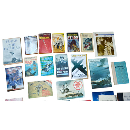 Large Lot Military Books- Mostly WWII + Extras Softcover & Hardcover