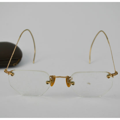 Vintage American Optical Hexagon Frame Eyeglasses 1/10 12KGF AO Gold-Filled