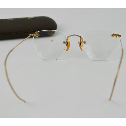 Vintage American Optical Hexagon Frame Eyeglasses 1/10 12KGF AO Gold-Filled