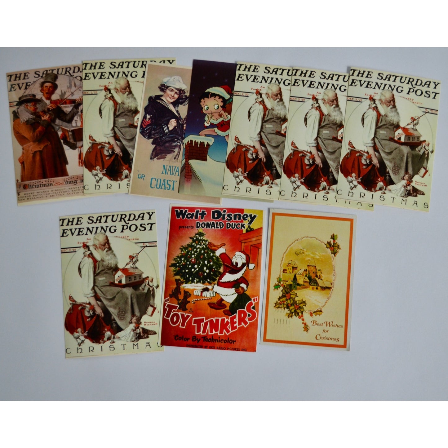 Lot 10 Vintage Postcards Saturday Evening Post Navy Betty Boop Walt Disney