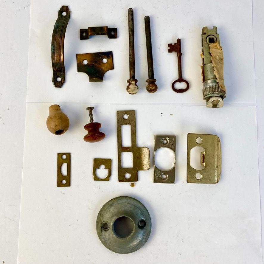 Lot of Antique Door Cabinet Drawer Hardware Architectural Salvage Skeleton Key