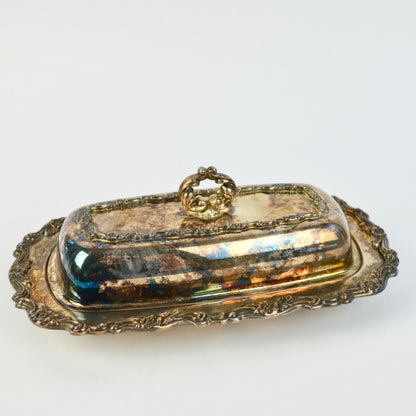 Rogers & Sons Oneida Silverplate Butter Dish Vintage Ornate