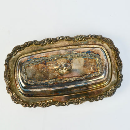 Rogers & Sons Oneida Silverplate Butter Dish Vintage Ornate