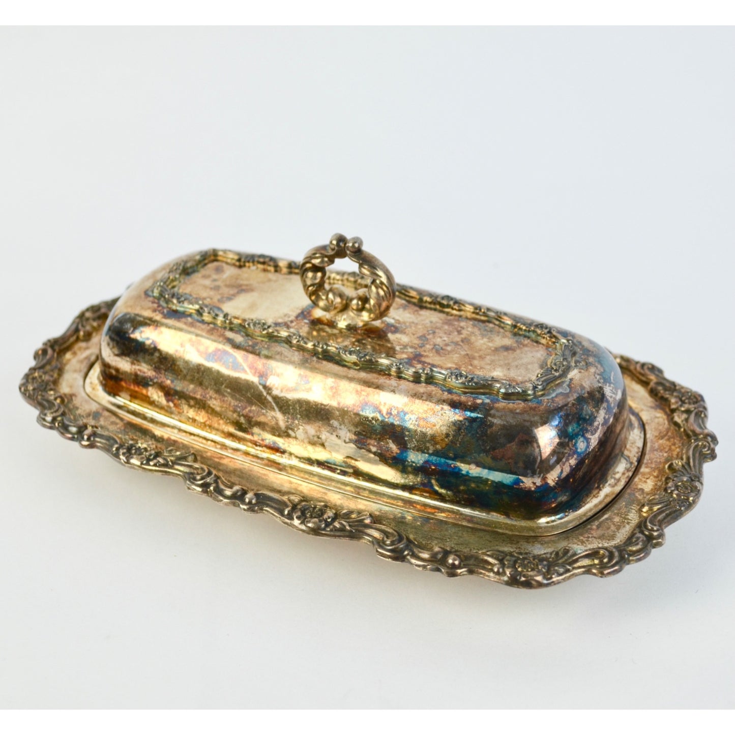 Rogers & Sons Oneida Silverplate Butter Dish Vintage Ornate