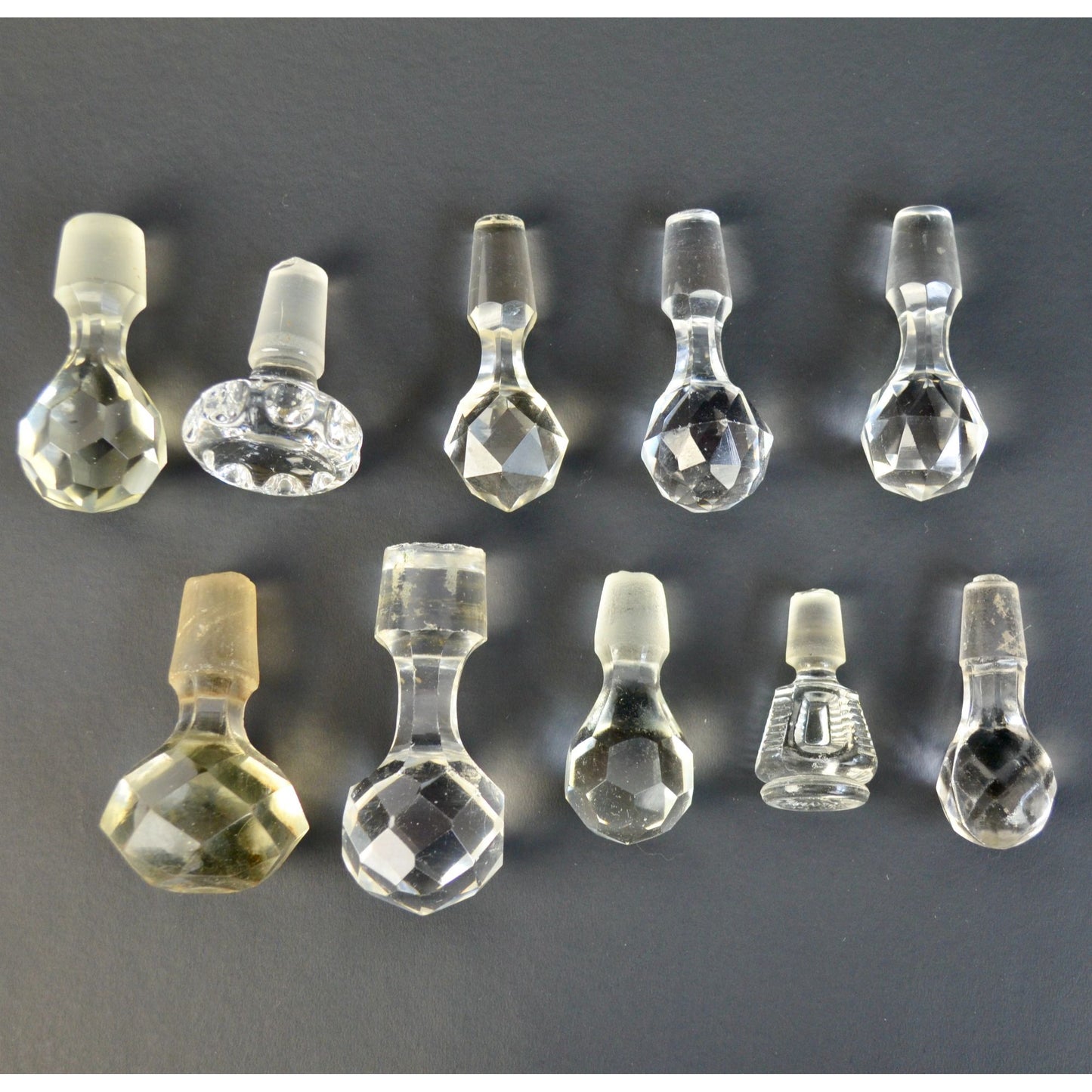 Cut Apothecary Glass Bottle Stoppers Vintage Lot of 10 Clear