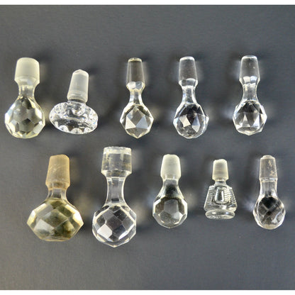 Cut Apothecary Glass Bottle Stoppers Vintage Lot of 10 Clear