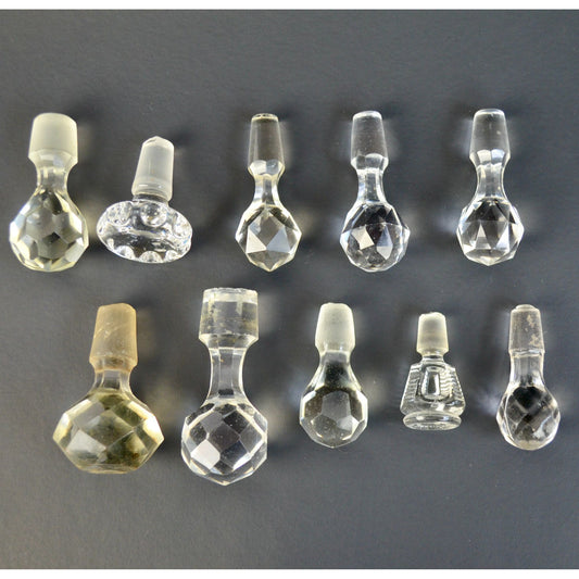 Cut Apothecary Glass Bottle Stoppers Vintage Lot of 10 Clear