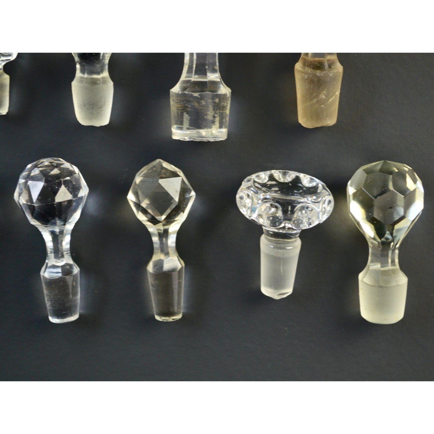 Cut Apothecary Glass Bottle Stoppers Vintage Lot of 10 Clear