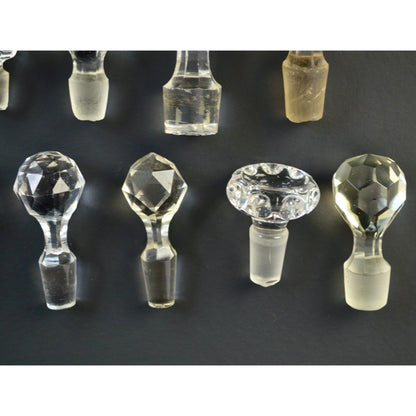 Cut Apothecary Glass Bottle Stoppers Vintage Lot of 10 Clear