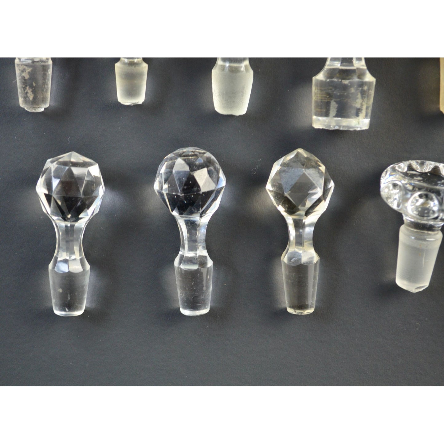 Cut Apothecary Glass Bottle Stoppers Vintage Lot of 10 Clear