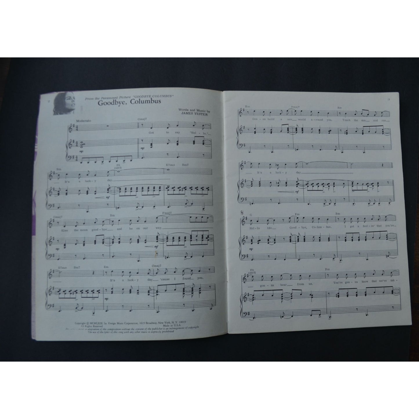 Goodbye, Columbus Souvenir Music Album Vintage