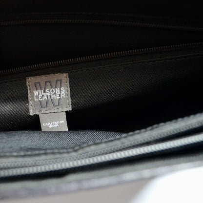 Wilson's Leather Black Messenger Laptop Bag CLEAN