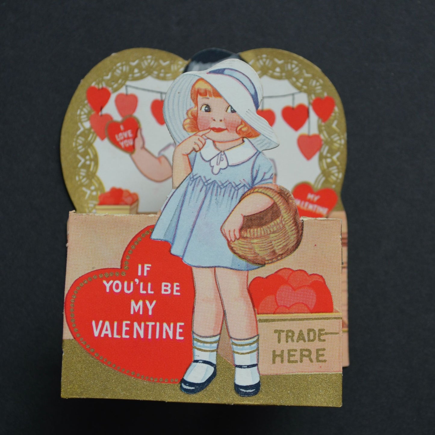 If You'll Be My Valentine Trade Here Vintage Card