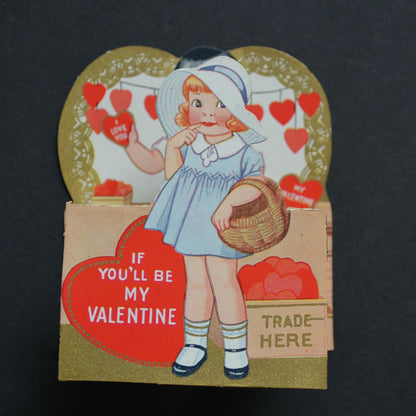 If You'll Be My Valentine Trade Here Vintage Card