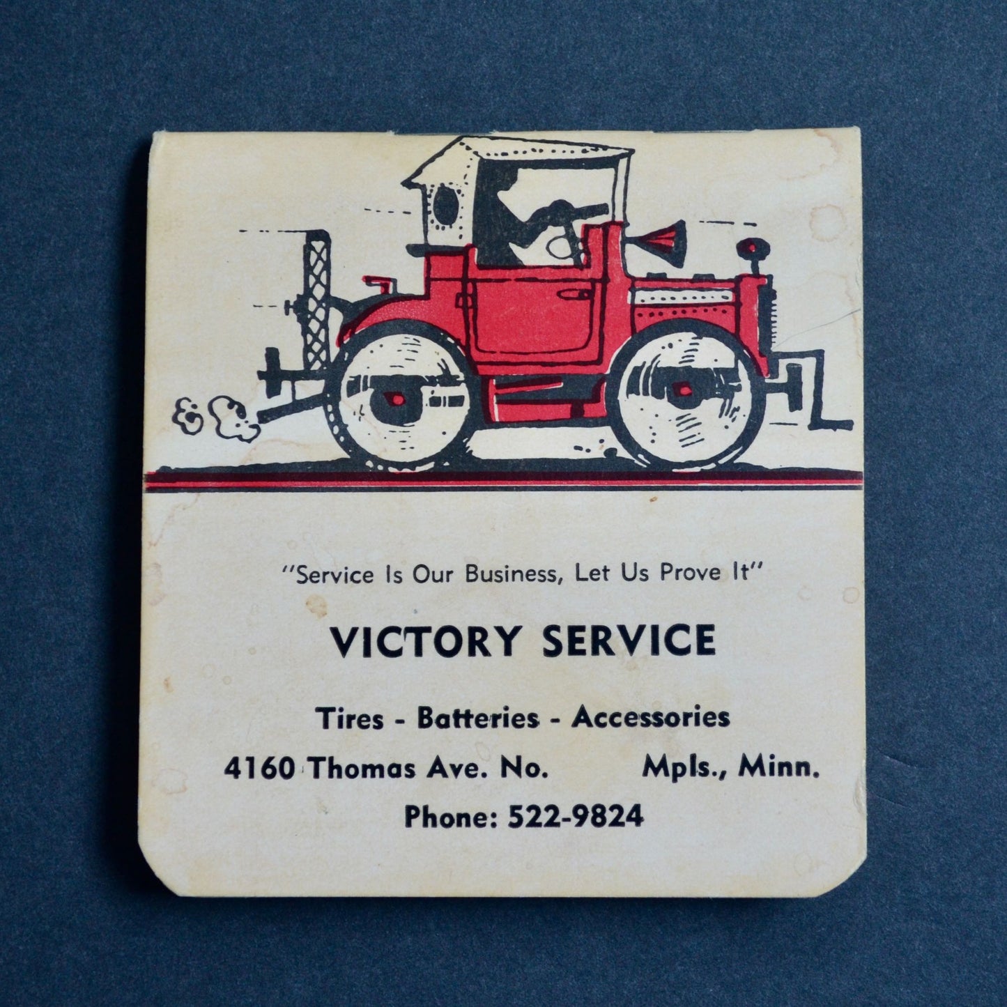 Victory Service Minneapolis Minnesota Automotive Mileage Log Tracker Notebook