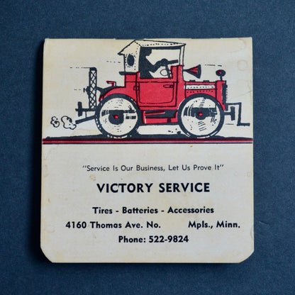 Victory Service Minneapolis Minnesota Automotive Mileage Log Tracker Notebook