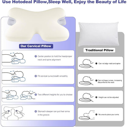 Hotodeal Cervical Neck Pillow New White Memory Foam