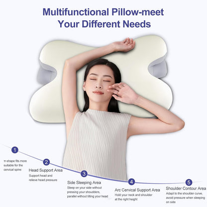 Hotodeal Cervical Neck Pillow New White Memory Foam