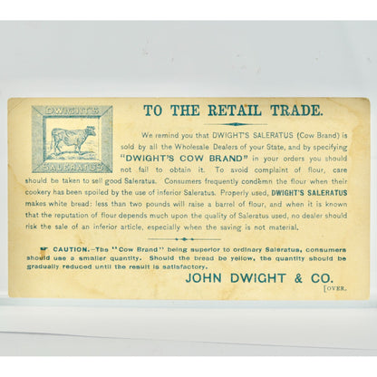 Dwight's Cow Brand Victorian Trading Trade Card Antique