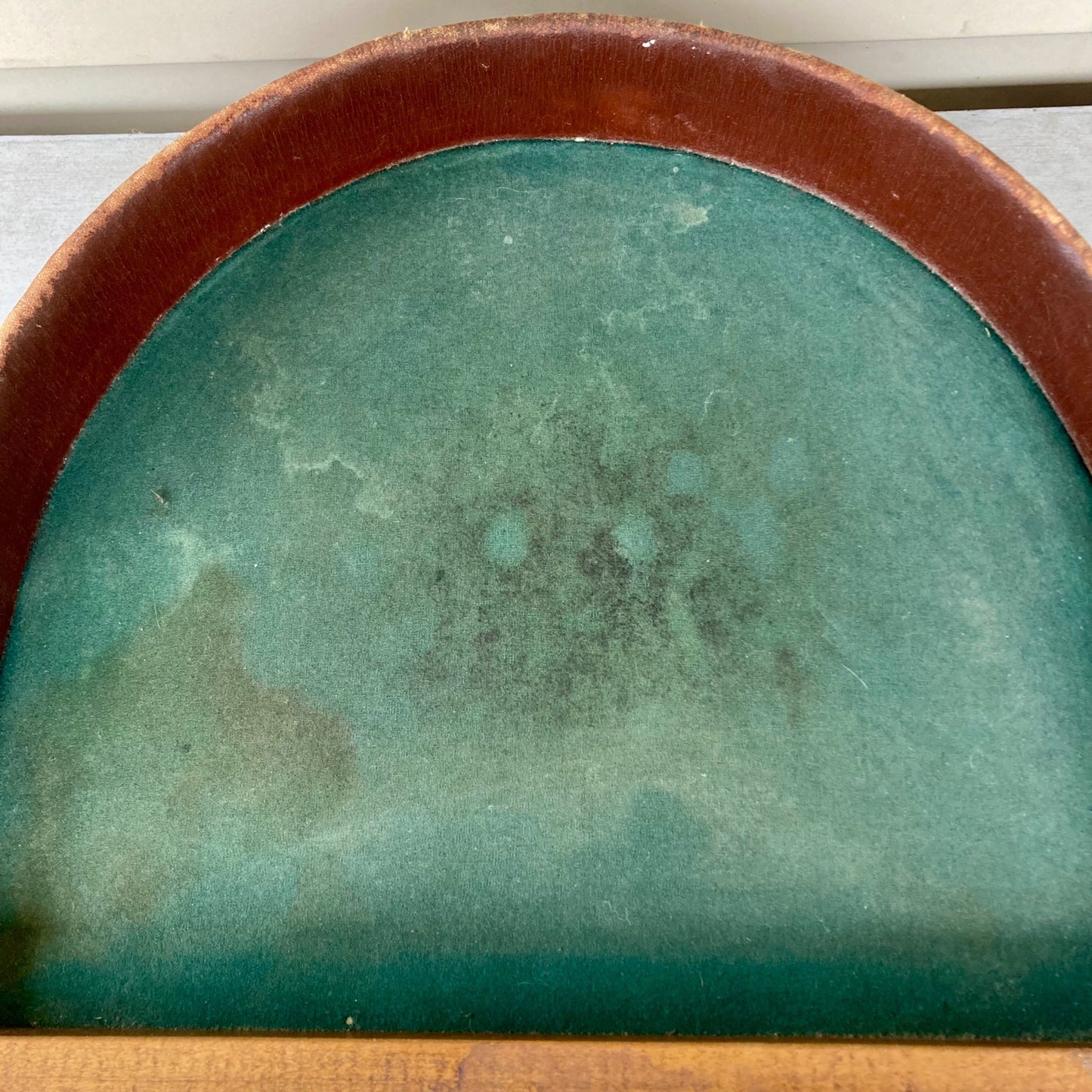 Antique Dice Game Board Felt Lined Leather Bar Top Casino Elkhurst J.A. Witte