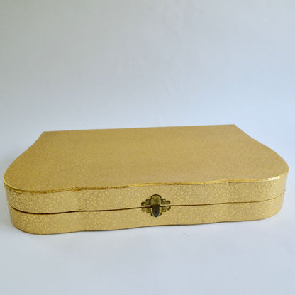Vintage Dresser Vanity Set In Original Box Gold Blue