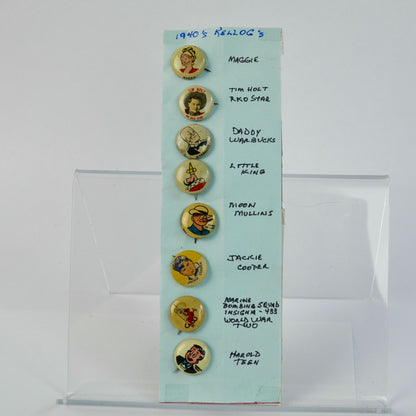 1940s Kellogg's Pep Cereal Pin Collection Tim Holt Maggie Little King ETC