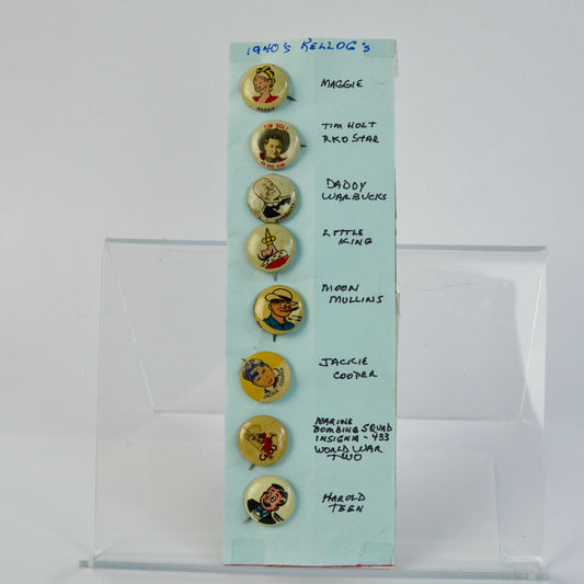 1940s Kellogg's Pep Cereal Pin Collection Tim Holt Maggie Little King ETC