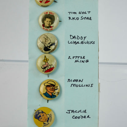 1940s Kellogg's Pep Cereal Pin Collection Tim Holt Maggie Little King ETC
