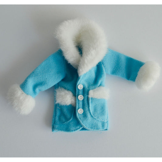 Mattel Barbie 1997 Blue White Faux Fur Coat Collection Jacket