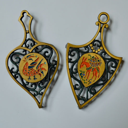 Dayagi Israel Brass Painted Trivet Set of 2