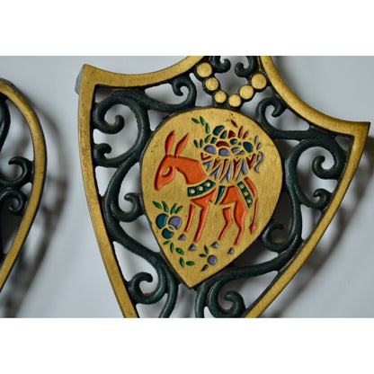 Dayagi Israel Brass Painted Trivet Set of 2