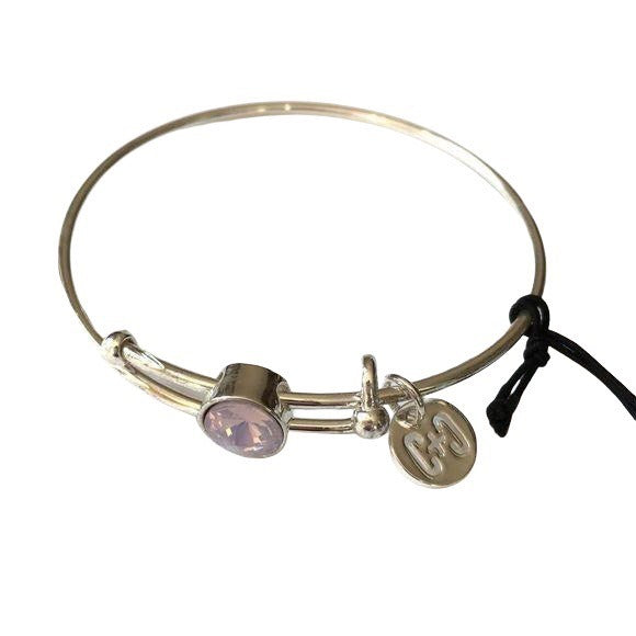 Coco + Carmen Silver Adjustable Bangle Bracelet Pink