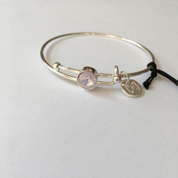 Coco + Carmen Silver Adjustable Bangle Bracelet Pink