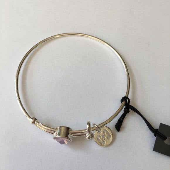 Coco + Carmen Silver Adjustable Bangle Bracelet Pink