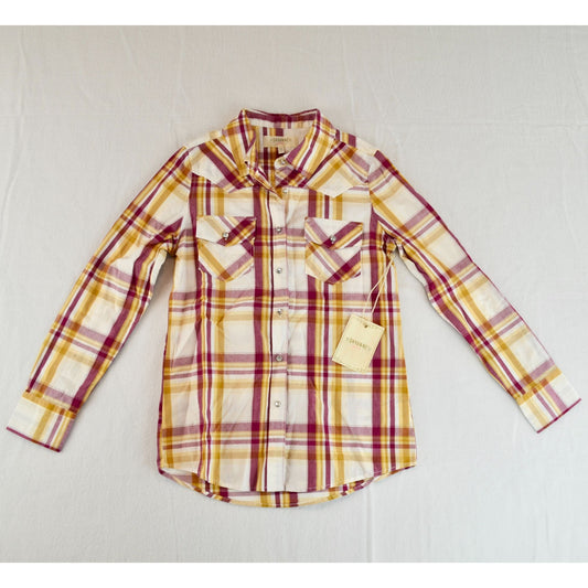 Shyanne Girls Plaid CZ Button Up Shirt New Medium 100% Cotton