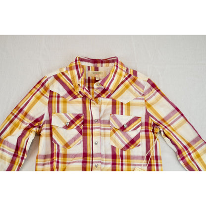 Shyanne Girls Plaid CZ Button Up Shirt New Medium 100% Cotton