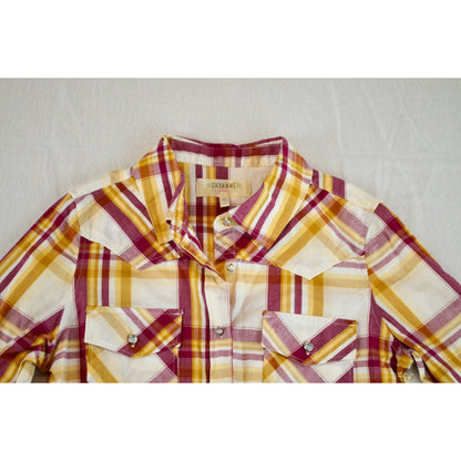 Shyanne Girls Plaid CZ Button Up Shirt New Medium 100% Cotton