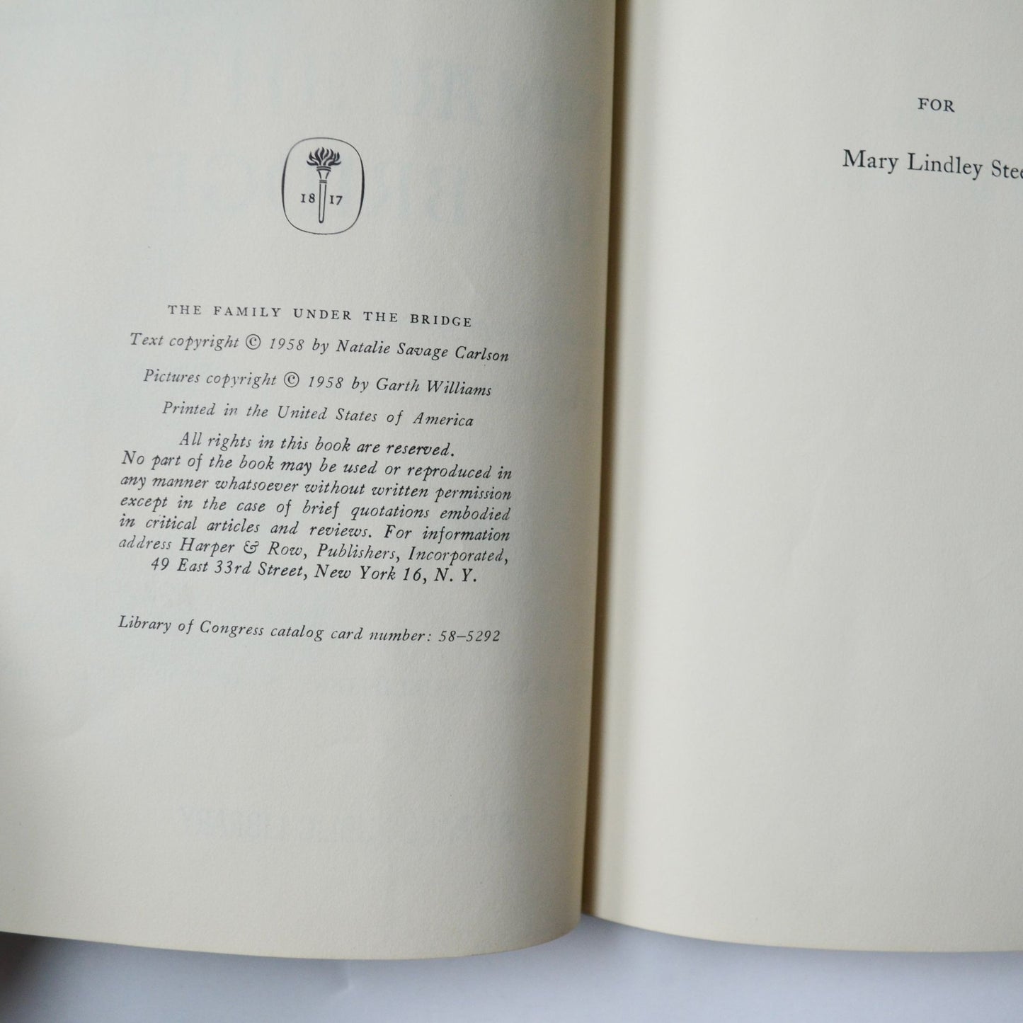 The Family Under The Bridge Natalie Savage Carlson Garth Williams Vintage Hardcover